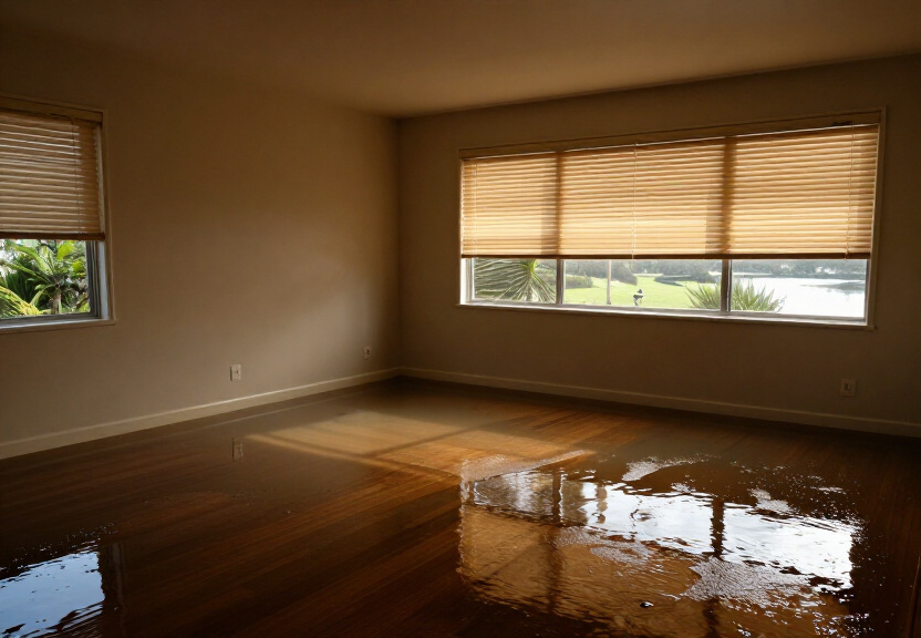 Flooded commercial space in Kyeemagh before restoration